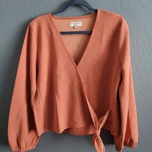 Madewell Texture & Thread Coral Wrap Top Size Large